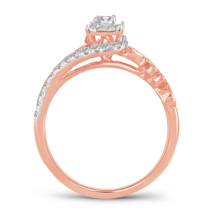 Romantic 14k Rose Gold Lab Diamond Engagement Ring (0.50 CT)