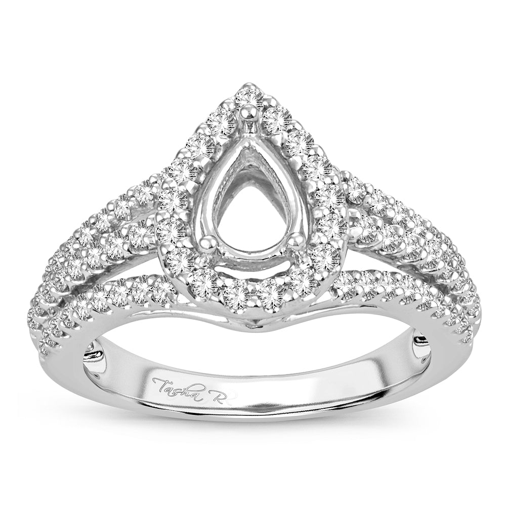 Elegant 14K White Gold Lab Diamond Semi-Mount Engagement Ring