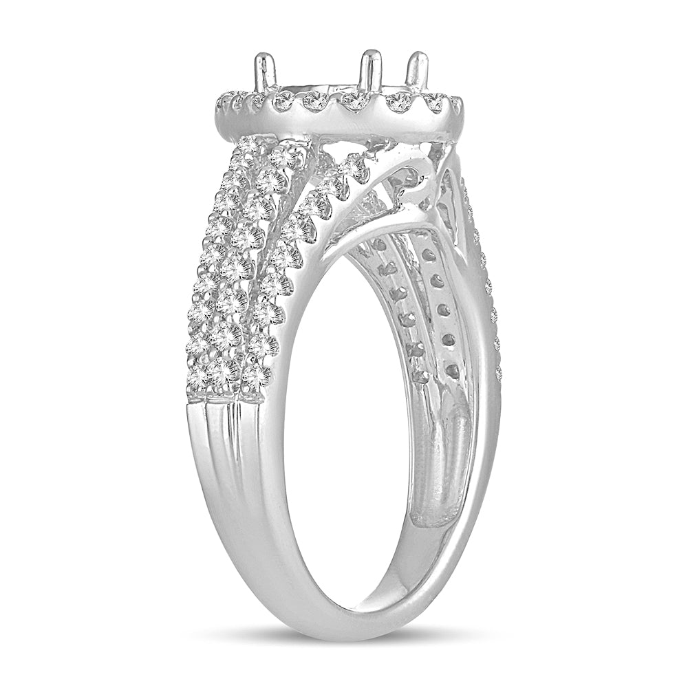 Elegant 14K White Gold Lab Diamond Semi-Mount Engagement Ring