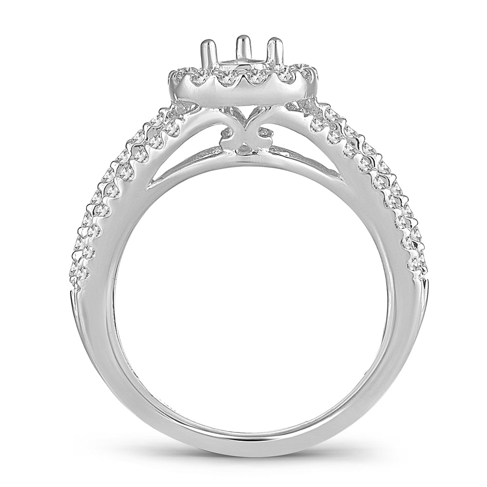 Elegant 14K White Gold Lab Diamond Semi-Mount Engagement Ring