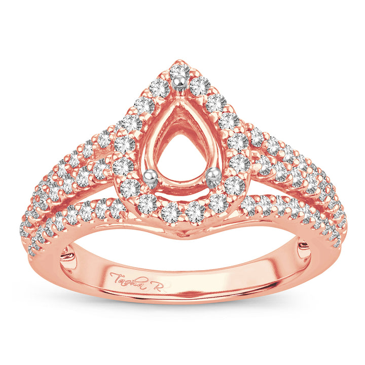 Romantic 14k Rose Gold Lab Diamond Semi-Mount Engagement Ring