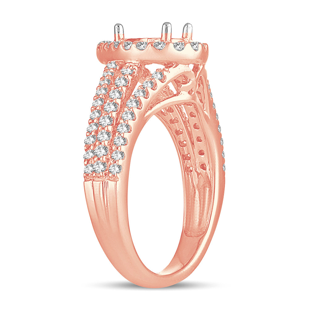 Romantic 14k Rose Gold Lab Diamond Semi-Mount Engagement Ring