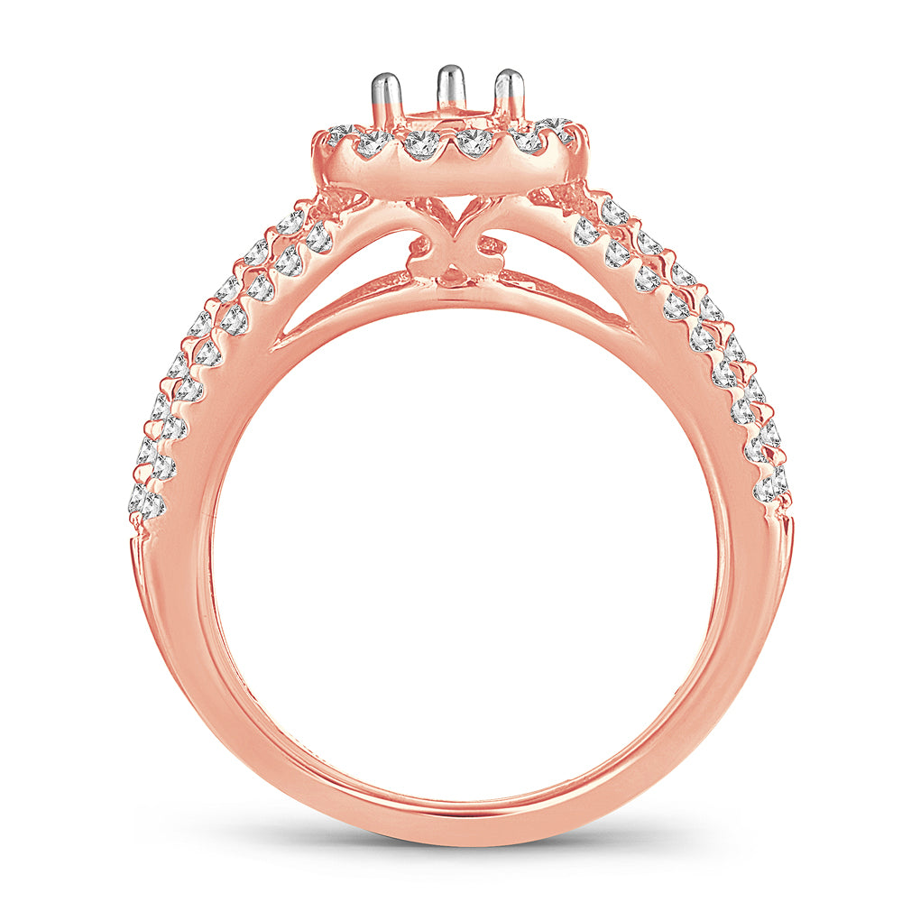 Romantic 14k Rose Gold Lab Diamond Semi-Mount Engagement Ring