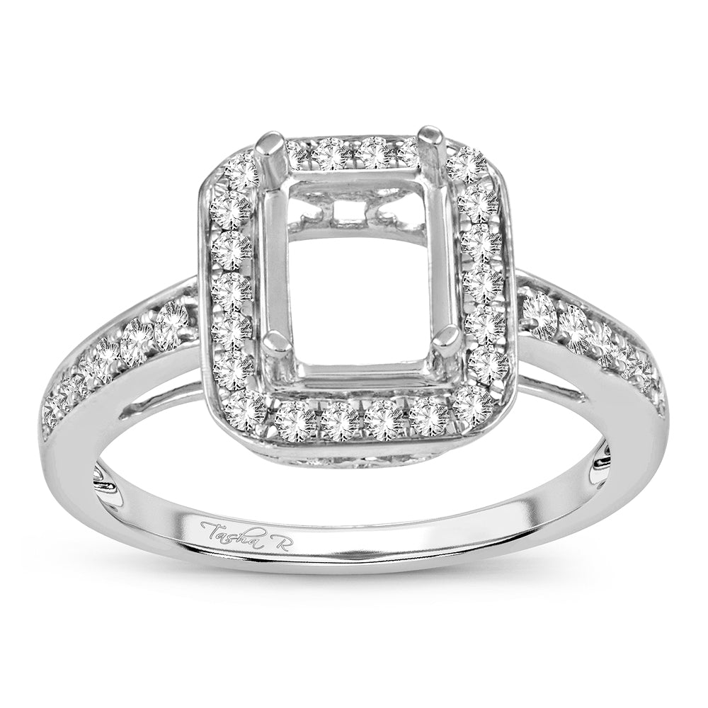 Brilliant 14K White Gold Lab Diamond Engagement Ring Semi-Mount