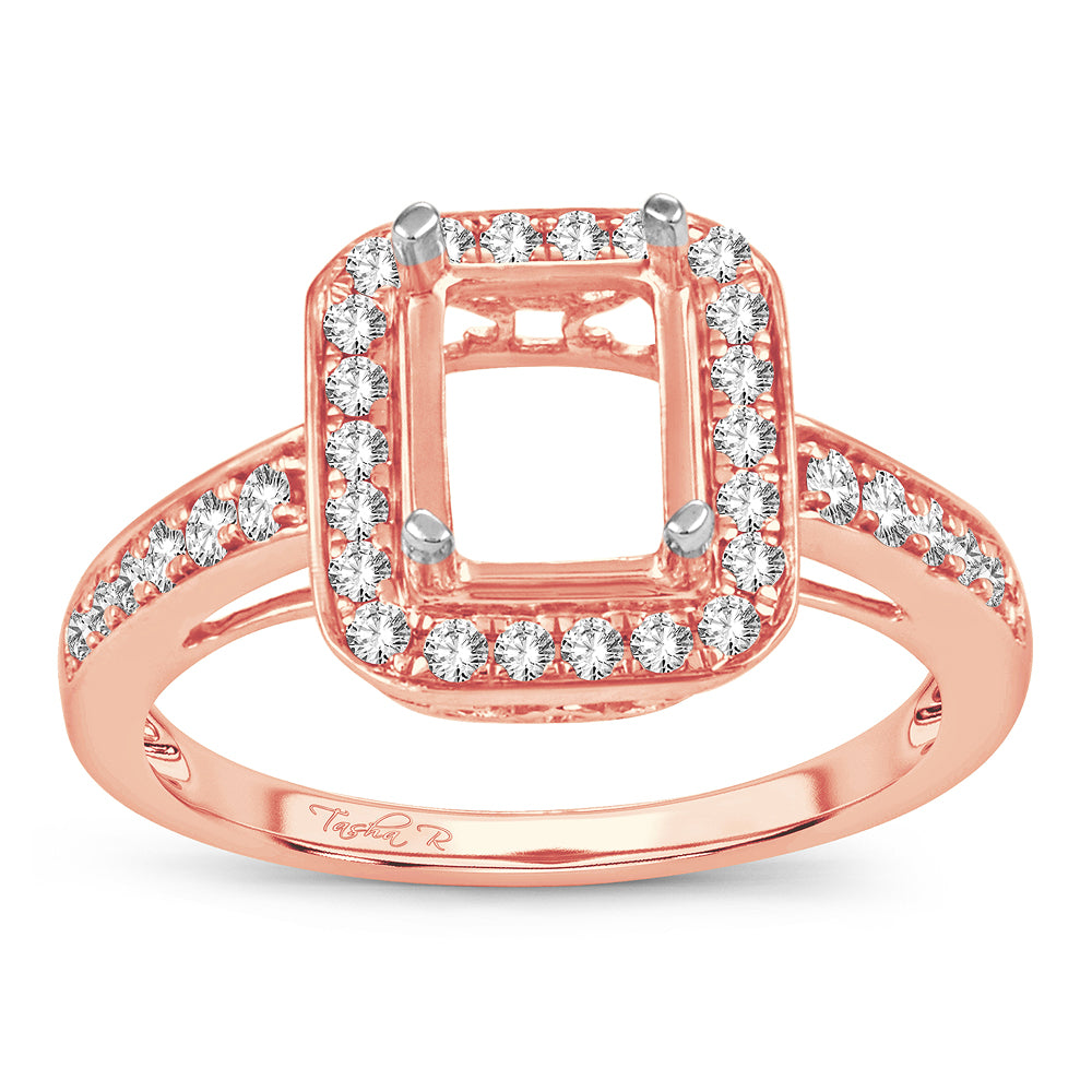 Romantic 14k Rose Gold Lab Diamond Semi-Mount Engagement Ring
