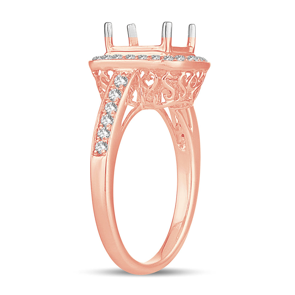 Romantic 14k Rose Gold Lab Diamond Semi-Mount Engagement Ring