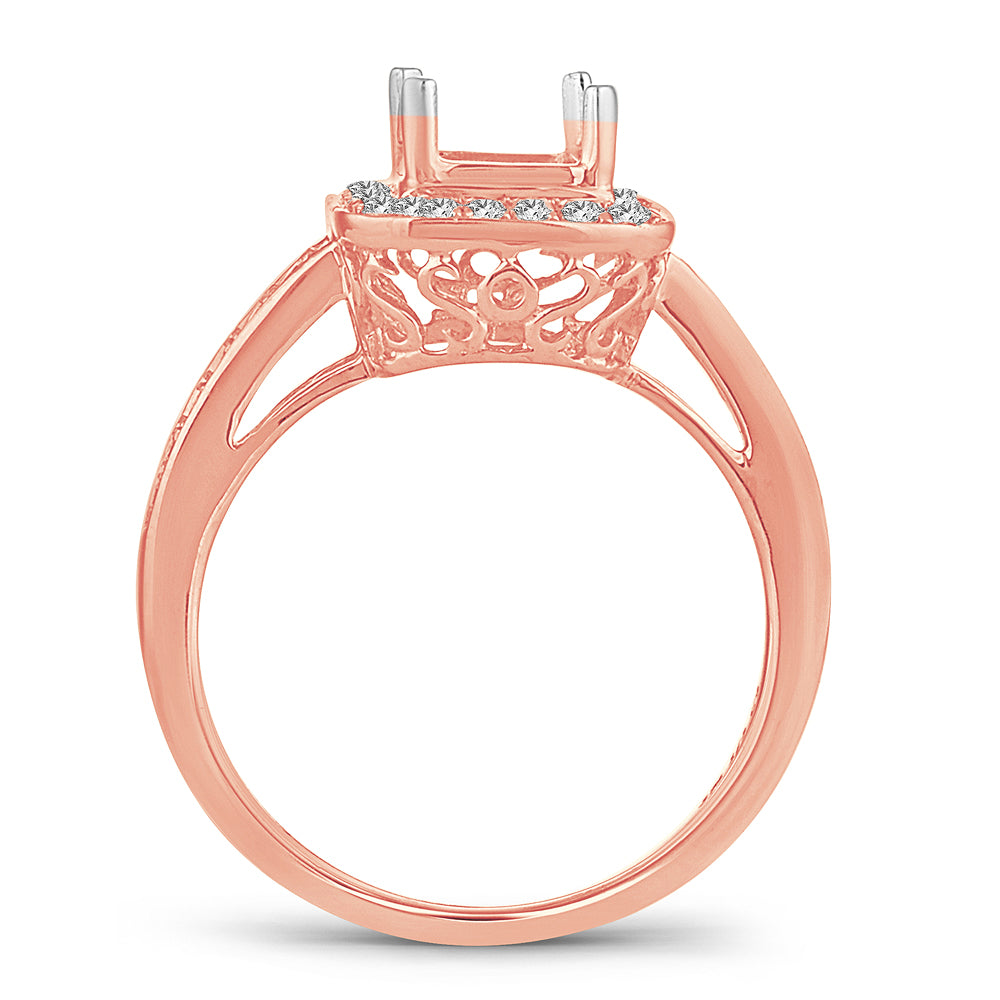 Romantic 14k Rose Gold Lab Diamond Semi-Mount Engagement Ring