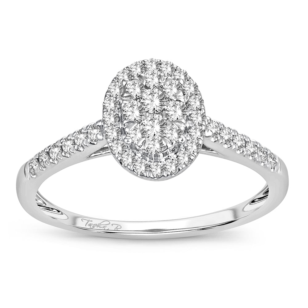 Chic 14k White Gold Lab Diamond Fashion Ring