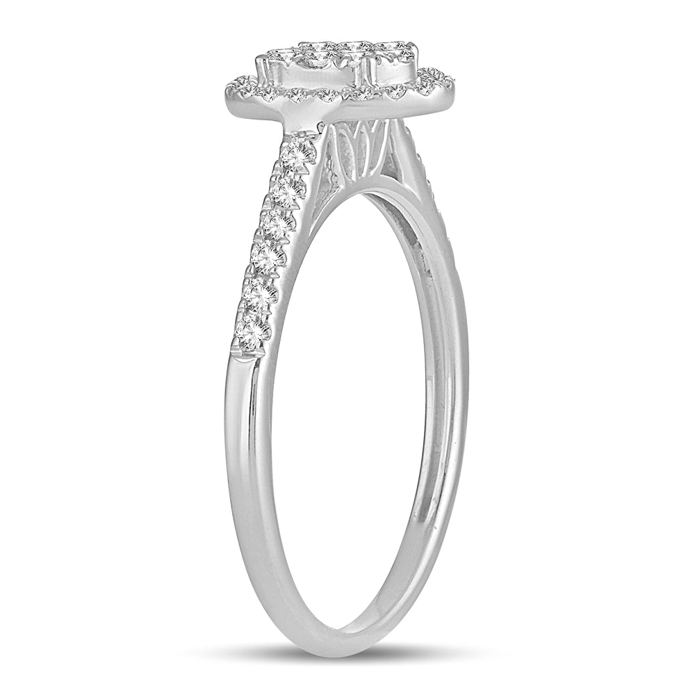 Chic 14k White Gold Lab Diamond Fashion Ring