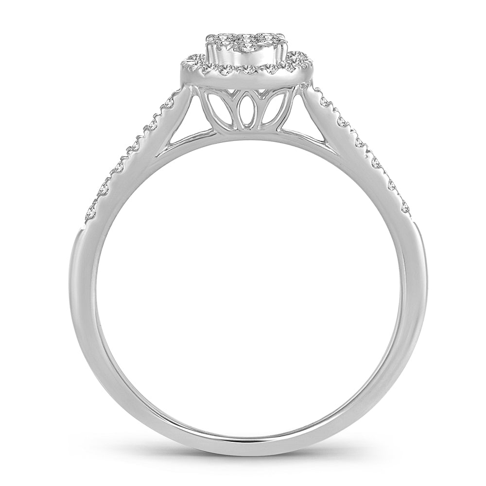 Chic 14k White Gold Lab Diamond Fashion Ring