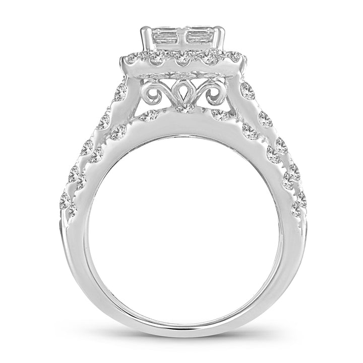 Brilliant 14k White Gold 4CT Lab Diamond Bridal Ring