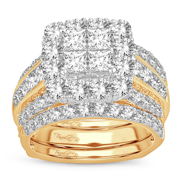 Brilliant 14K Yellow Gold 4CT Lab Diamond Bridal Ring
