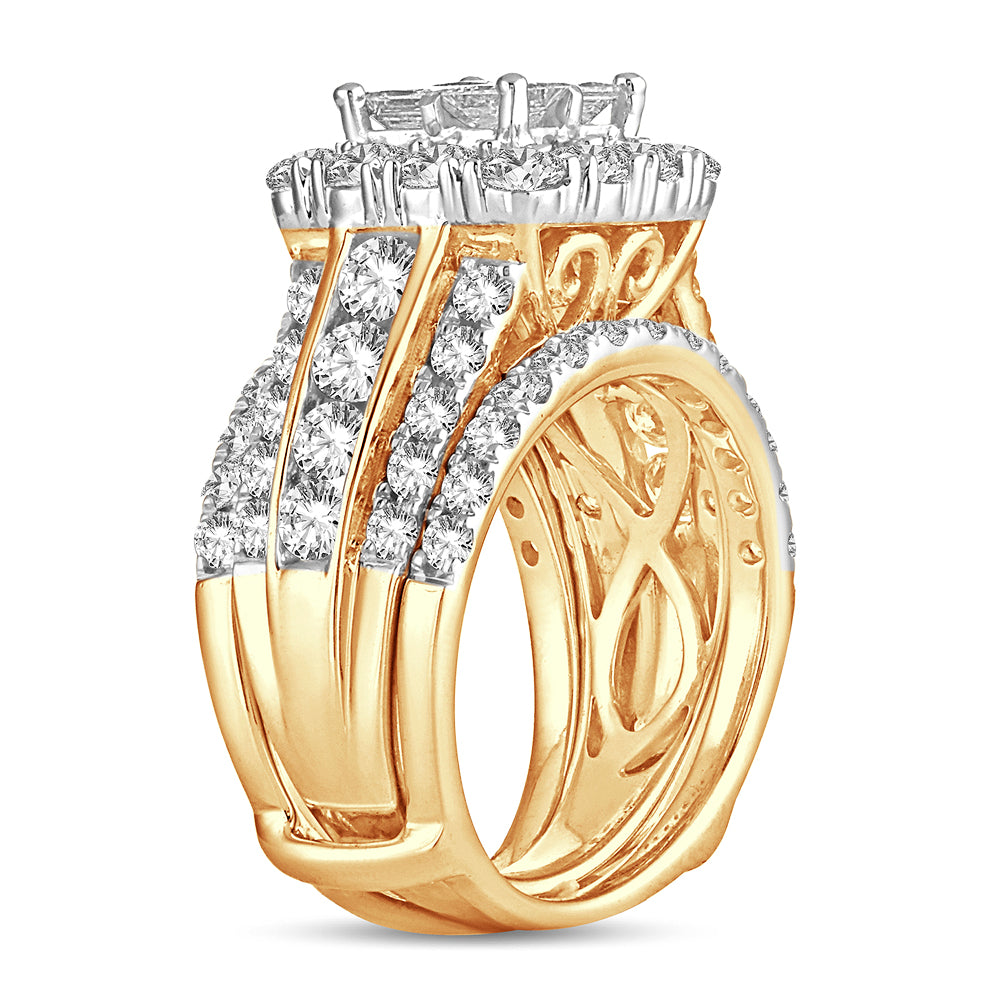 Brilliant 14K Yellow Gold 4CT Lab Diamond Bridal Ring