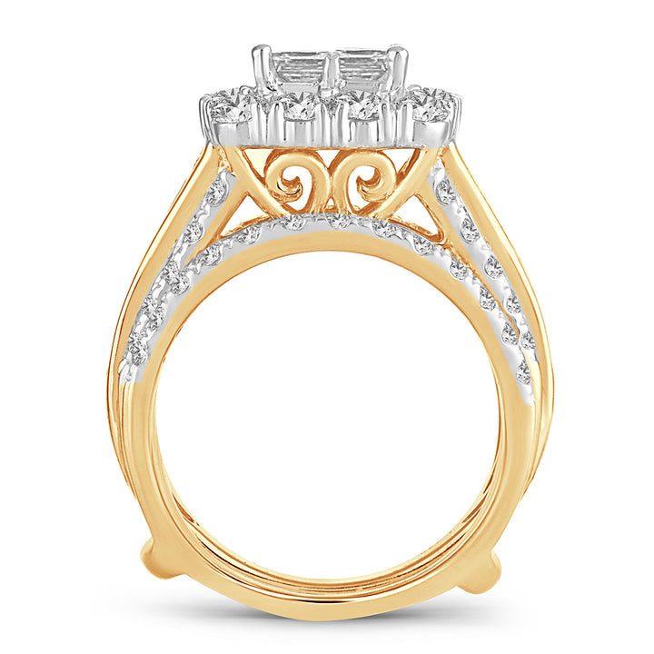 Brilliant 14K Yellow Gold 4CT Lab Diamond Bridal Ring