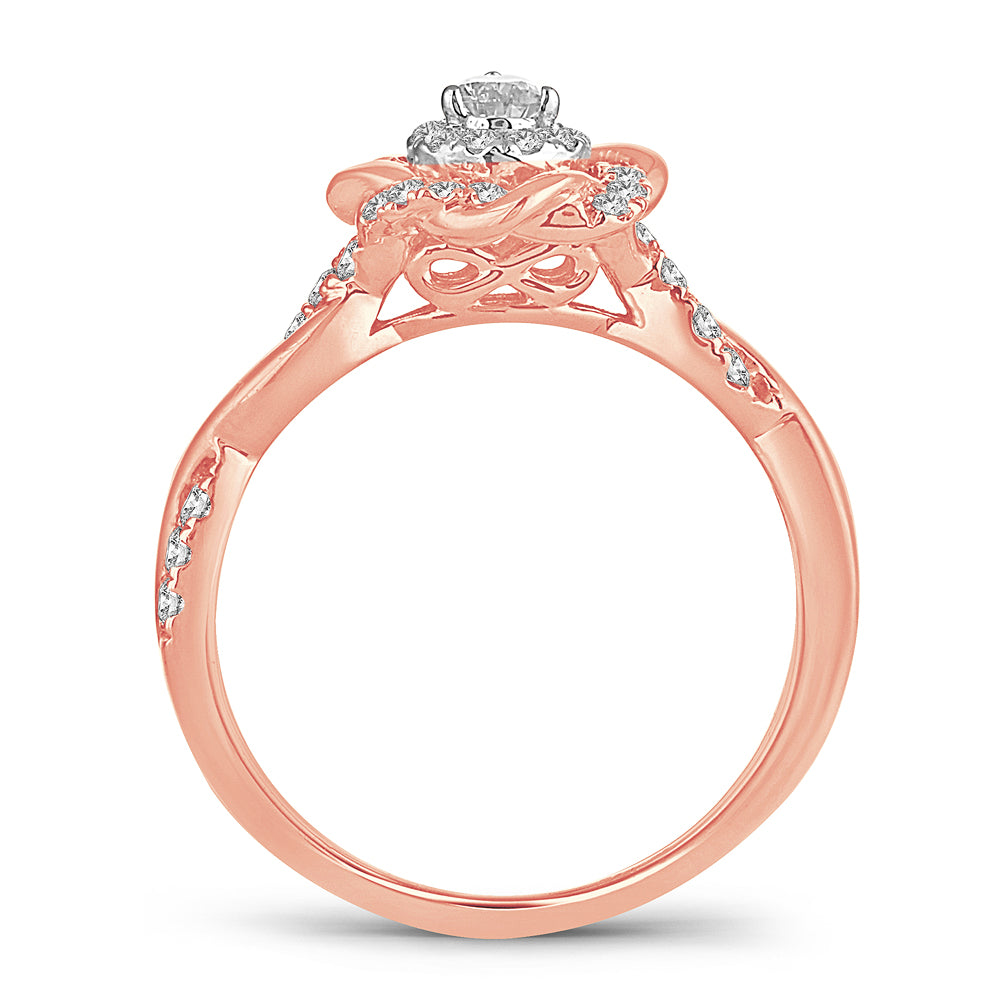 Romantic 14k Rose Gold Lab Diamond Engagement Ring (0.50CT)