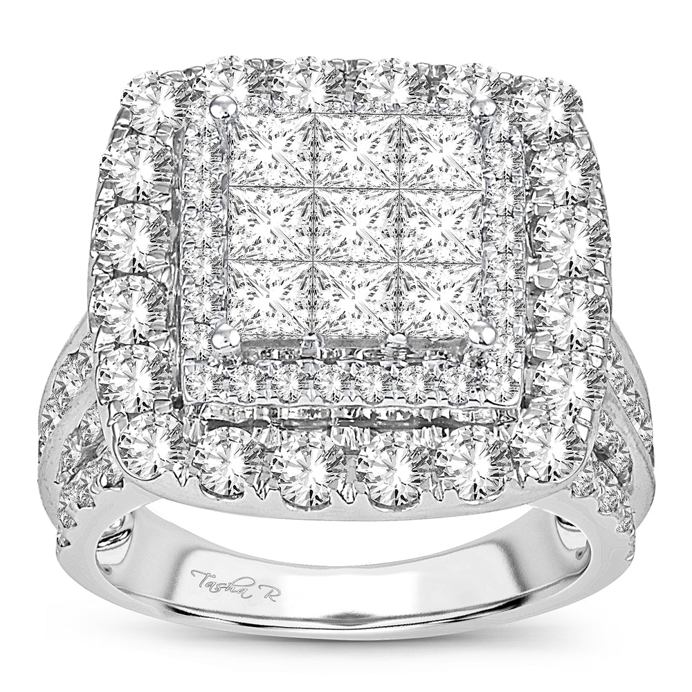 Brilliant 14k White Gold 4CT Lab Diamond Bridal Ring