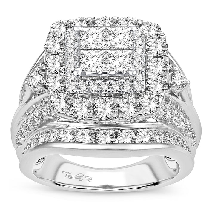 Brilliant 14k White Gold 4CT Lab Diamond Bridal Ring