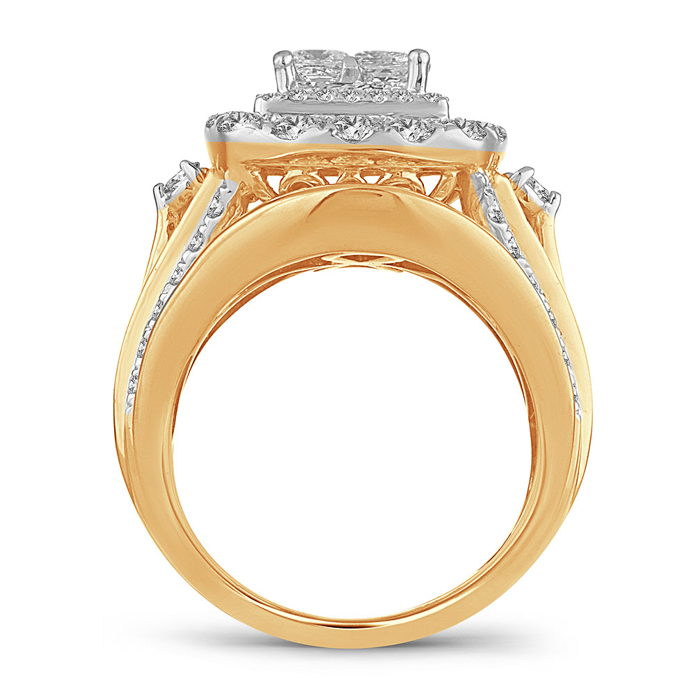 Brilliant 14k Yellow Gold 4CT Lab Diamond Bridal Ring