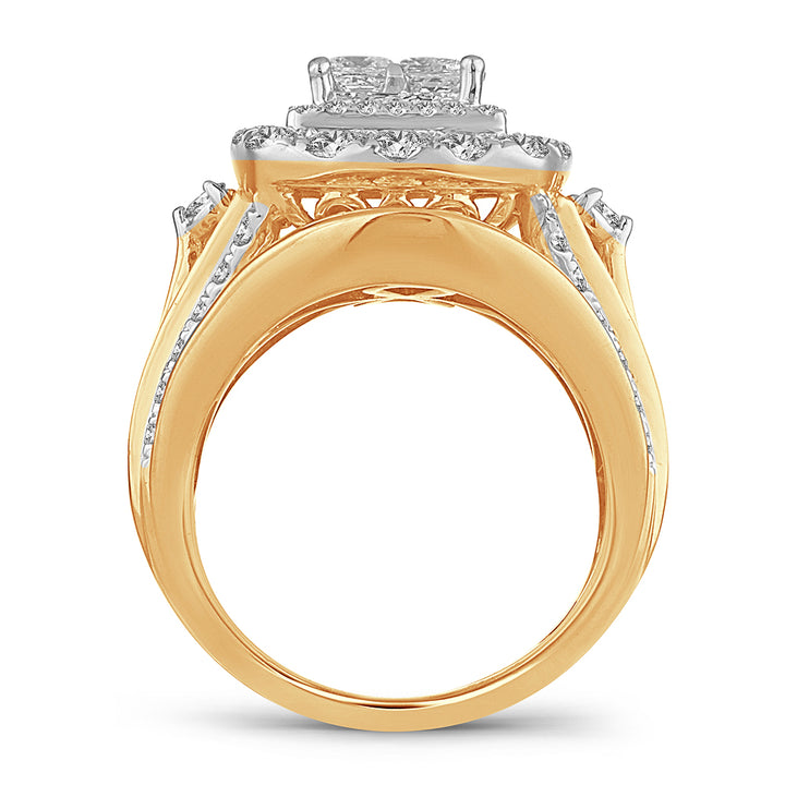Brilliant 14k Yellow Gold 4CT Lab Diamond Bridal Ring