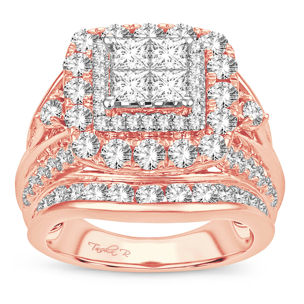 14k Rose Gold 4CT Lab Diamond Bridal Ring Brilliance