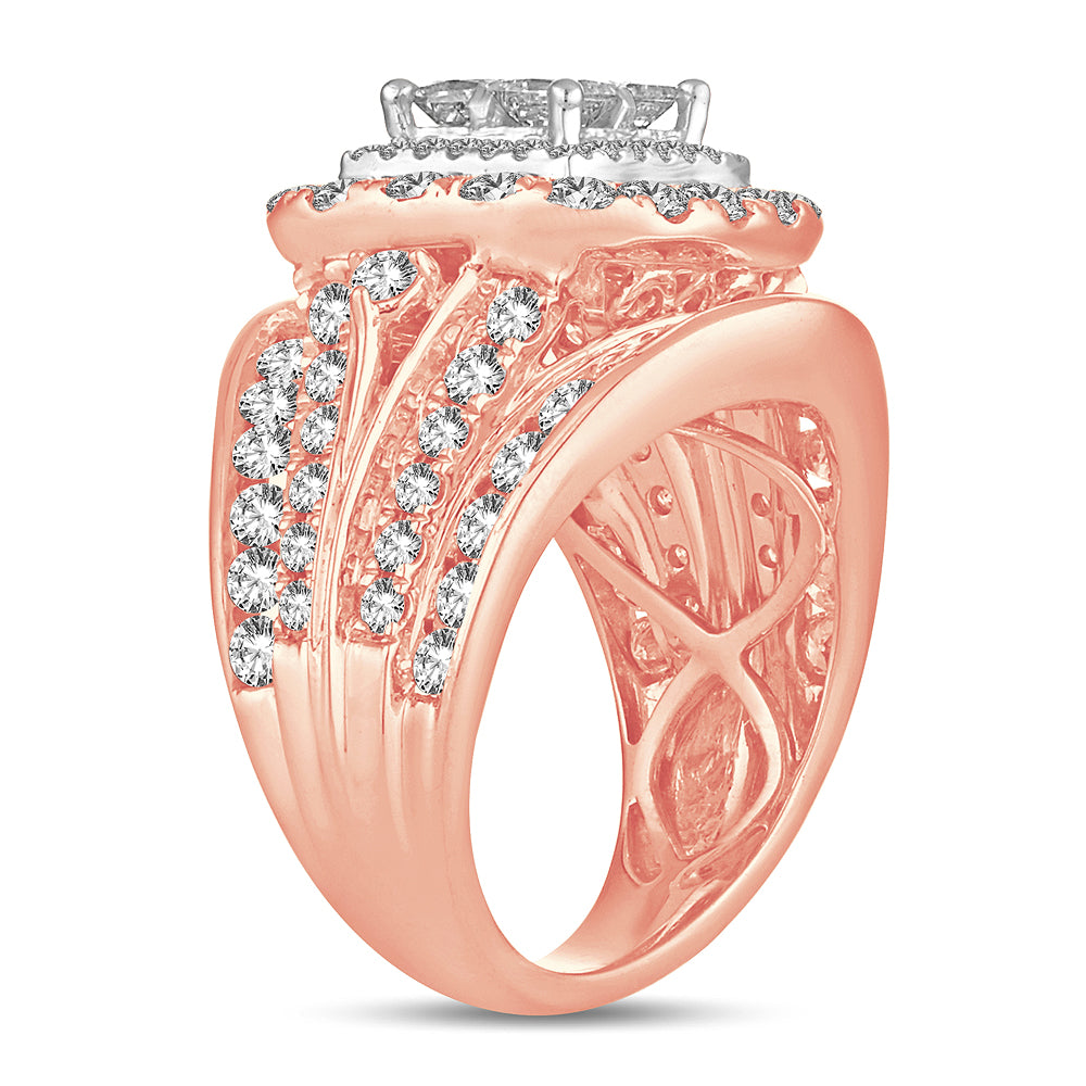 14k Rose Gold 4CT Lab Diamond Bridal Ring Brilliance