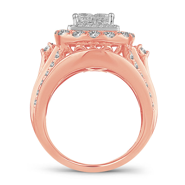 14k Rose Gold 4CT Lab Diamond Bridal Ring Brilliance