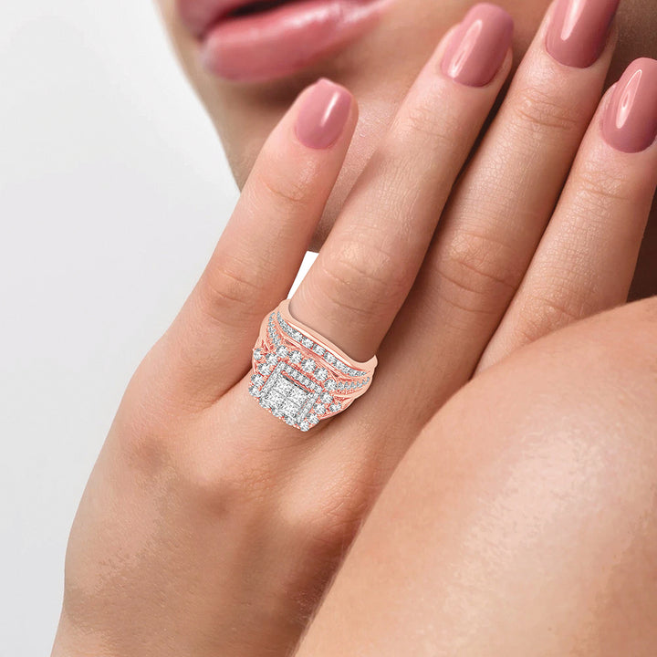 14k Rose Gold 4CT Lab Diamond Bridal Ring Brilliance
