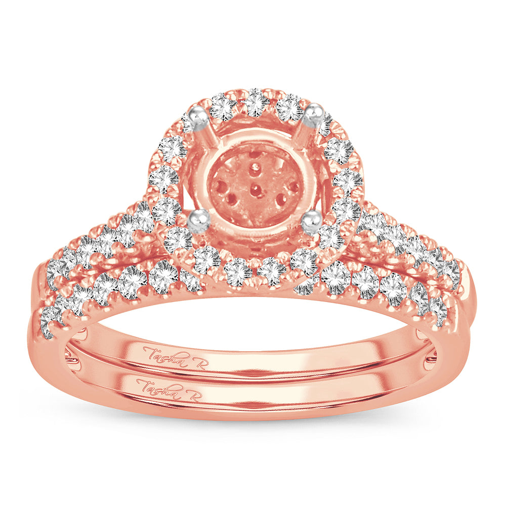 Romantic 14k Rose Gold Lab Diamond Semi-Mount Engagement Ring