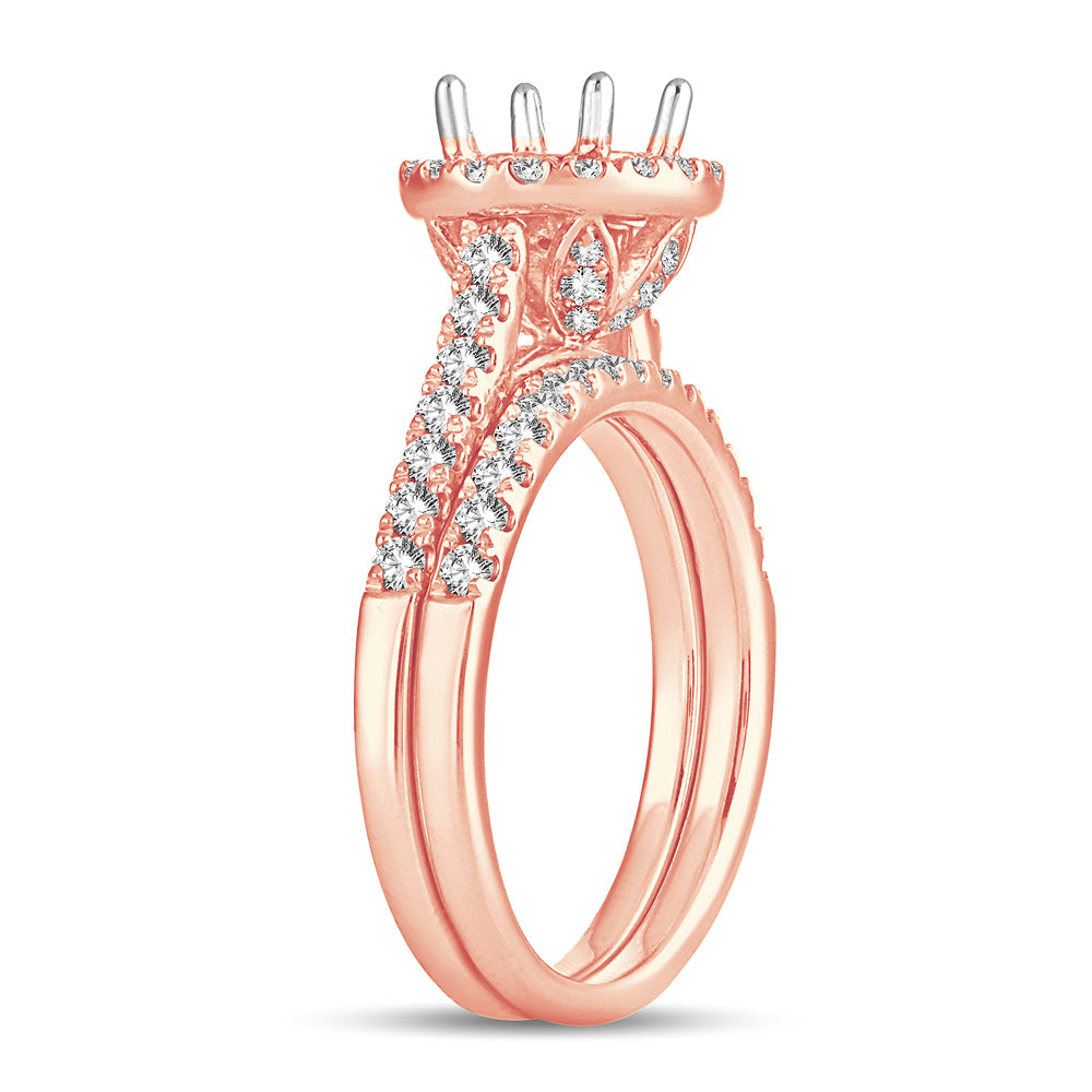 Romantic 14k Rose Gold Lab Diamond Semi-Mount Engagement Ring