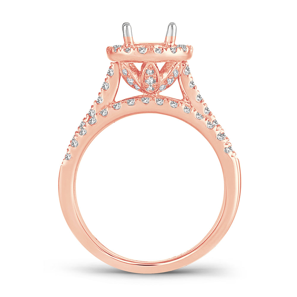 Romantic 14k Rose Gold Lab Diamond Semi-Mount Engagement Ring