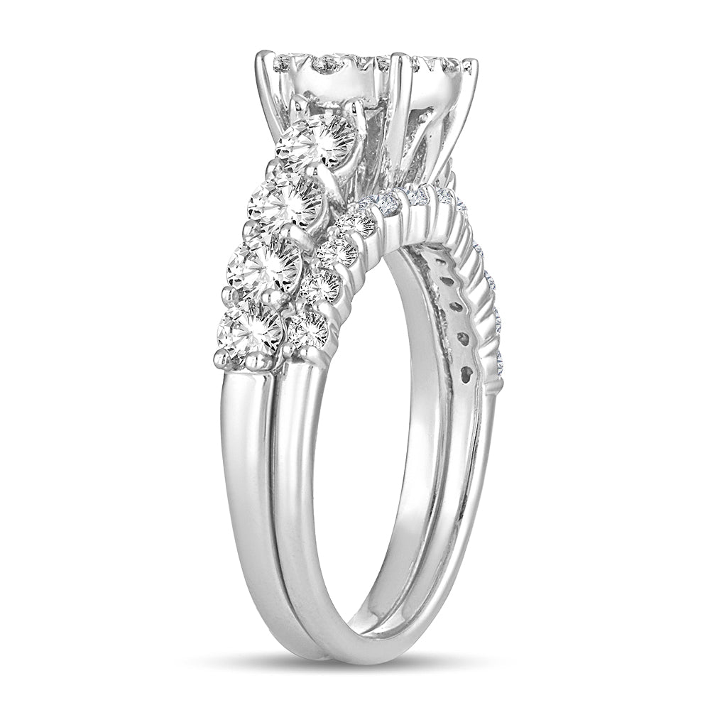 Brilliant 14k White Gold 2CT Lab Diamond Bridal Ring Set