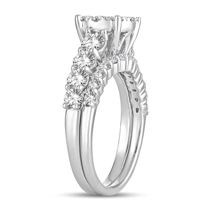 Brilliant 14k White Gold 2CT Lab Diamond Bridal Ring Set