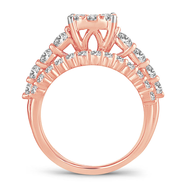Romantic 14k Rose Gold 2CT Lab Diamond Bridal Ring Set