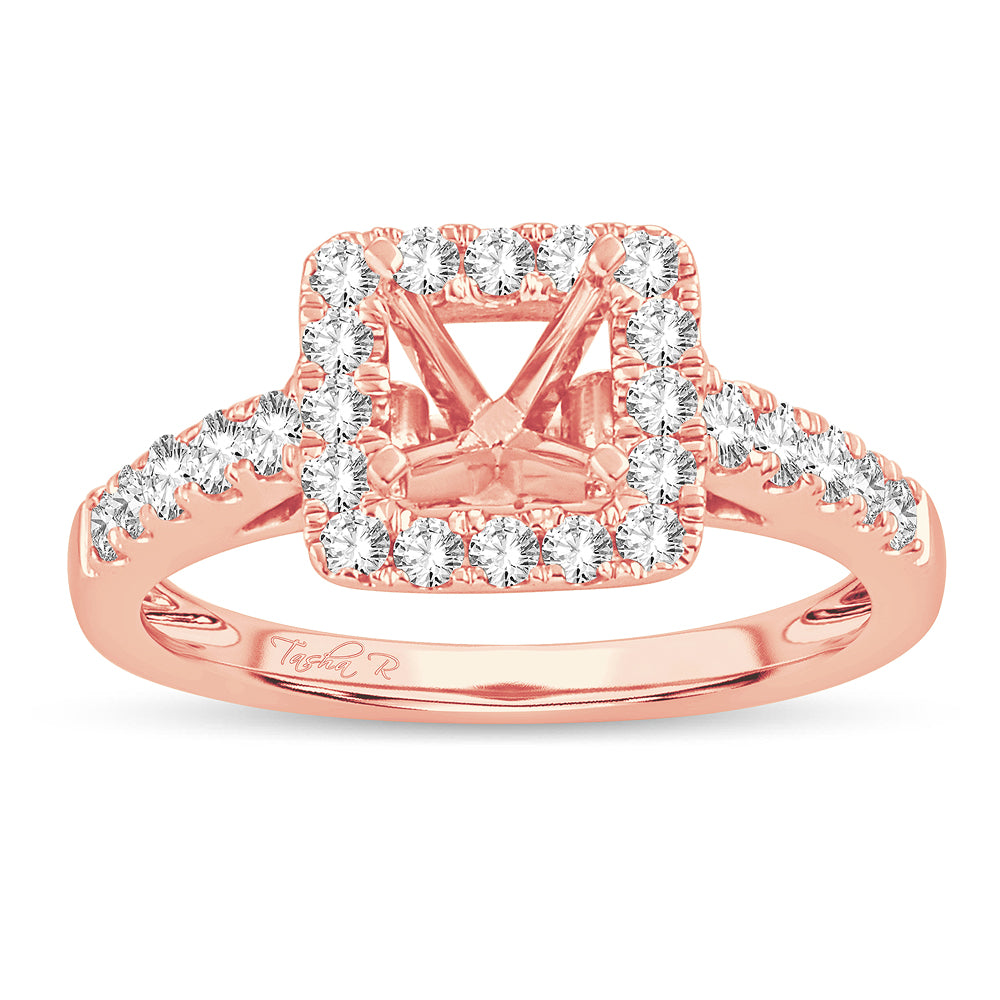14k Rose Gold 0.50CT Lab Diamond Engagement Ring Semi Mount