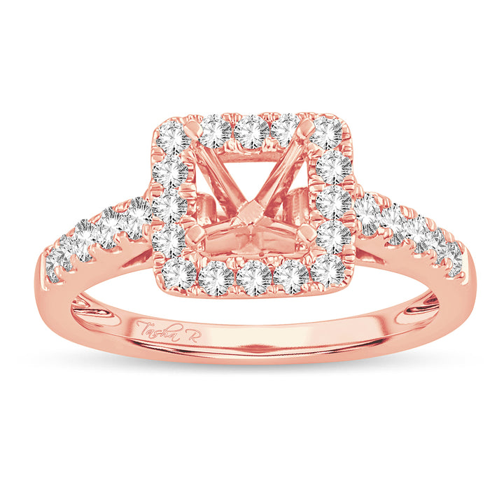 14k Rose Gold 0.50CT Lab Diamond Engagement Ring Semi Mount