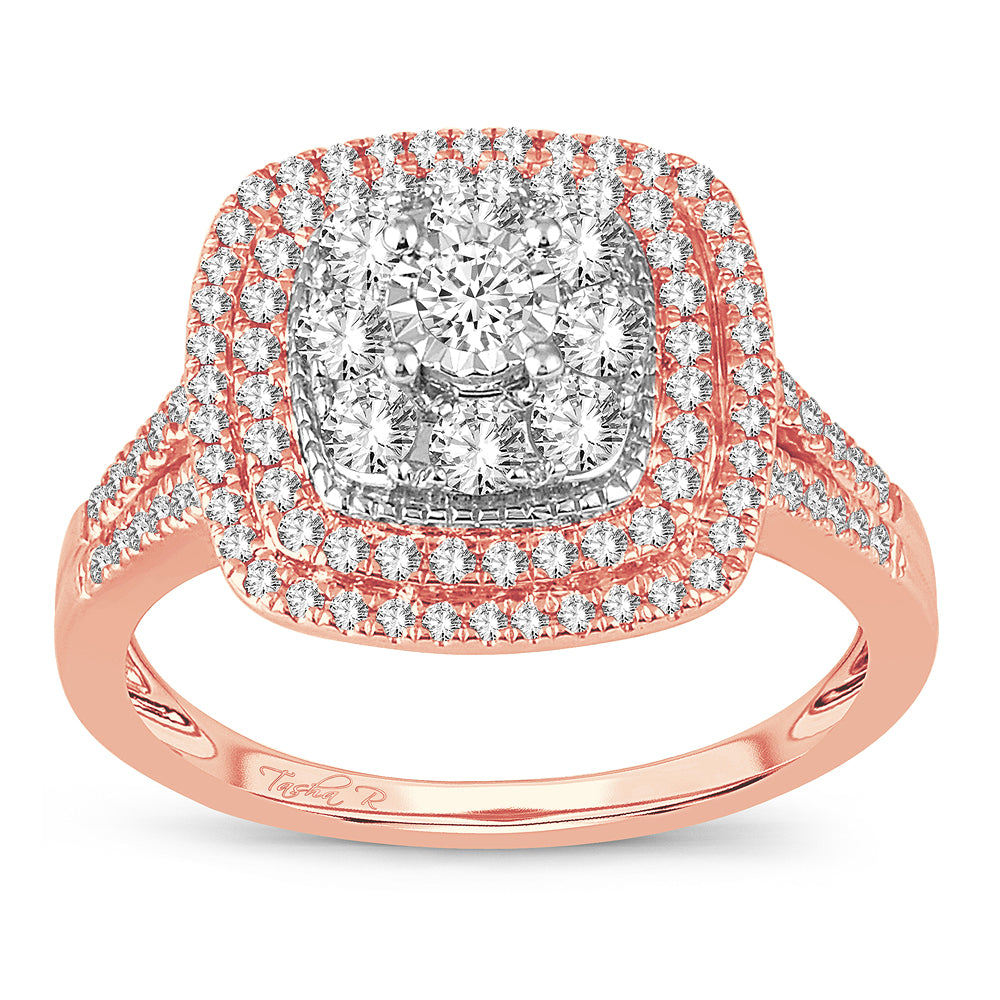 Chic 14k Rose Gold Lab Diamond Womens Statement Ring