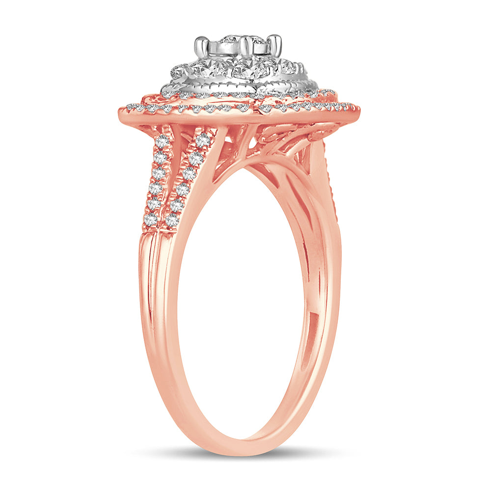 Chic 14k Rose Gold Lab Diamond Womens Statement Ring