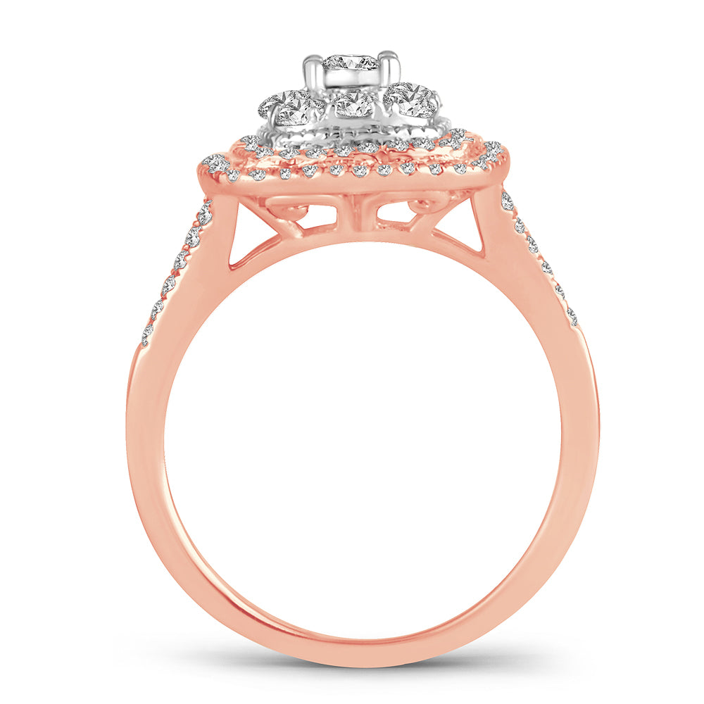 Chic 14k Rose Gold Lab Diamond Womens Statement Ring