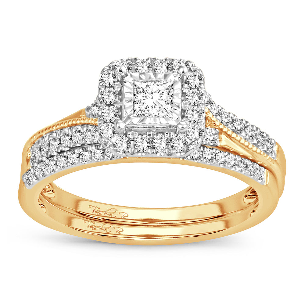 14k Yellow Gold Lab Diamond Bridal Ring Set 0.50CT