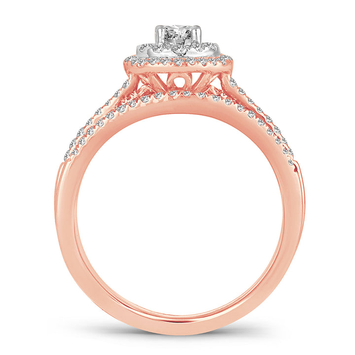 Romantic 14k Rose Gold Lab Diamond Bridal Ring (0.75CT)