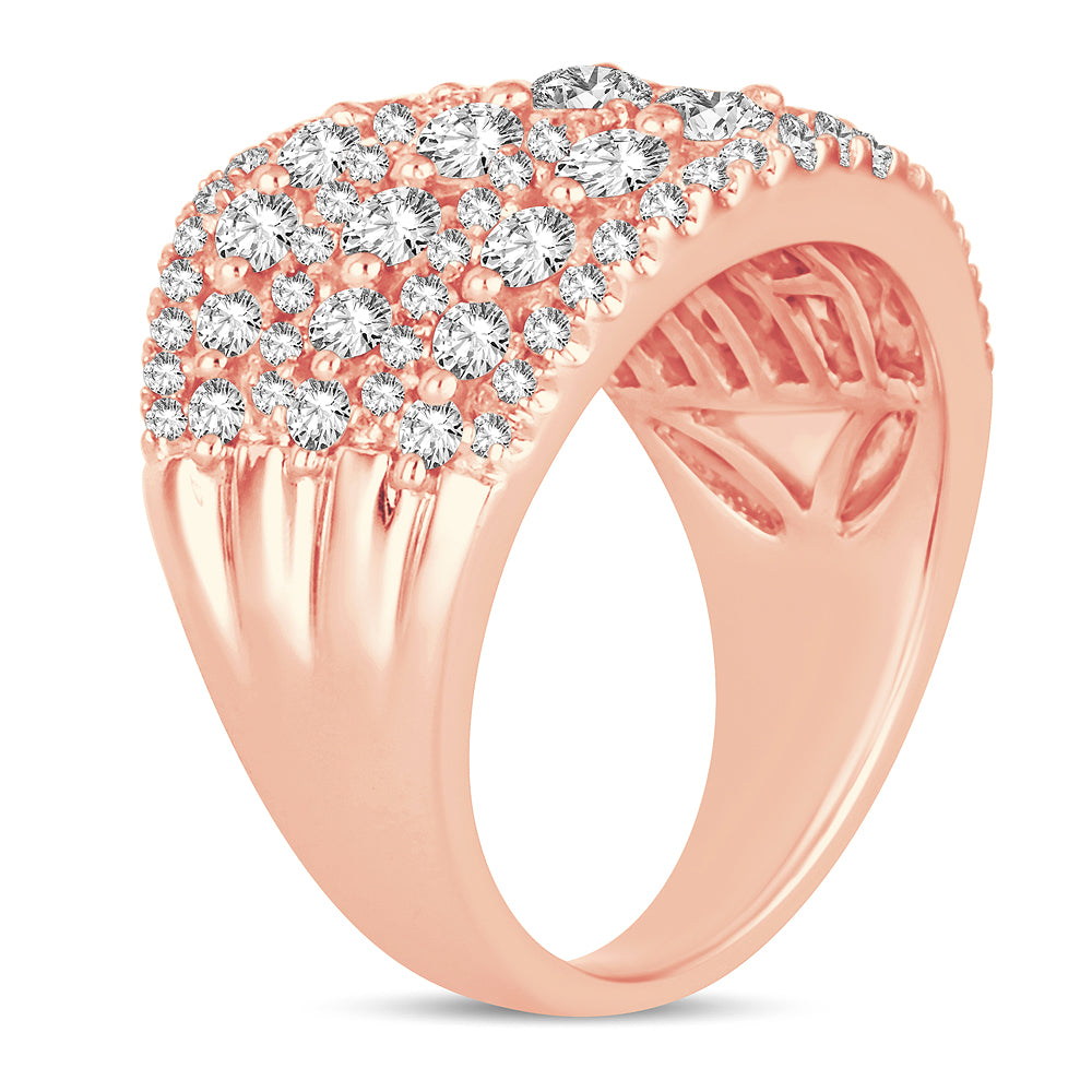 Romantic 14k Rose Gold 2ct Lab Diamond Womens Fashion Band