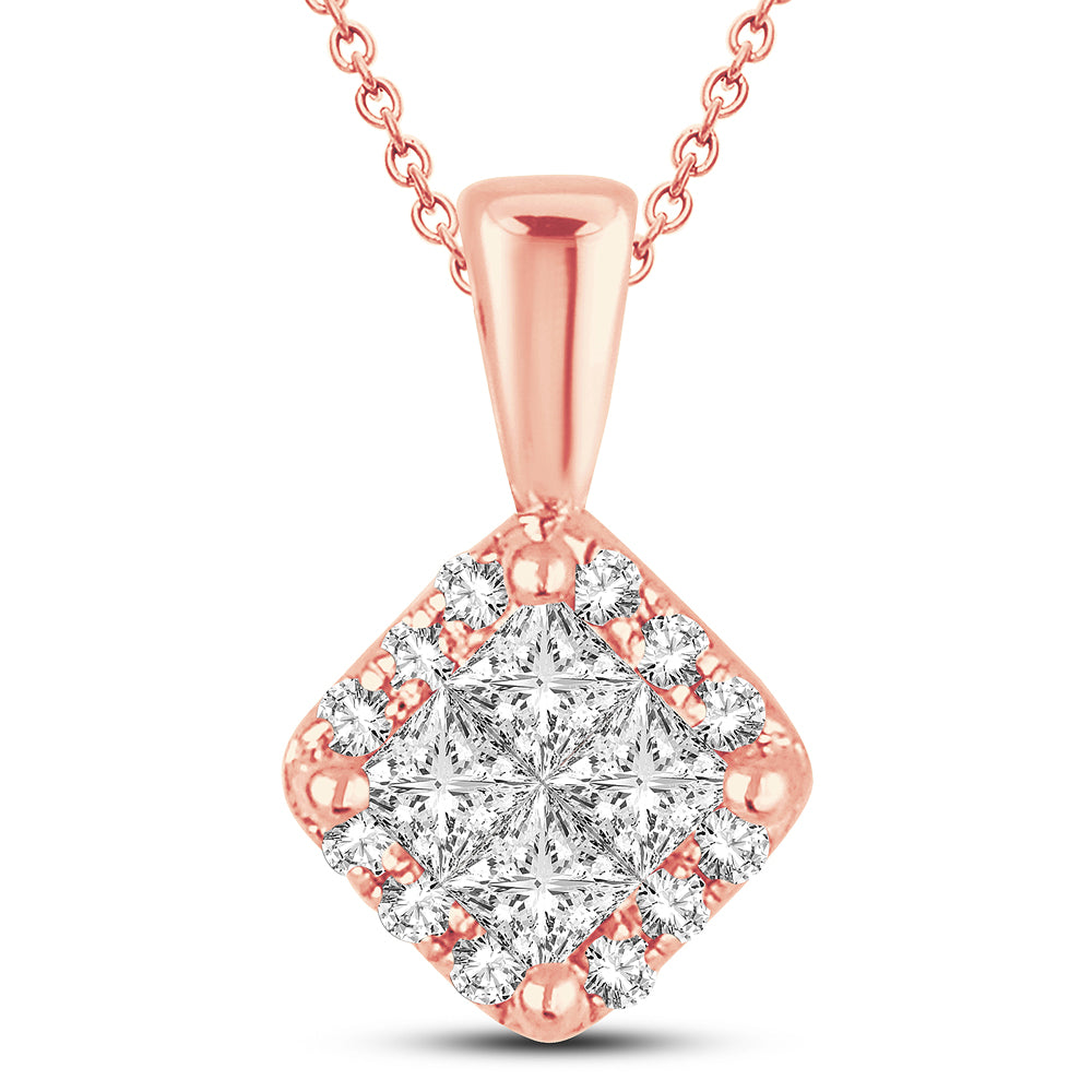 Delicate 14k Rose Gold Lab Diamond Womens Pendant