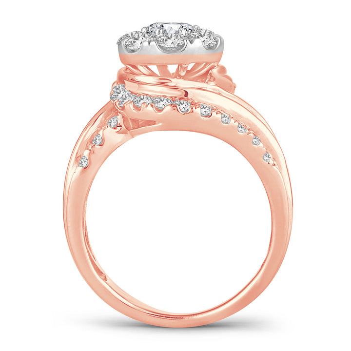 Romantic 14k Rose Gold 2CT Lab Diamond Bridal Ring