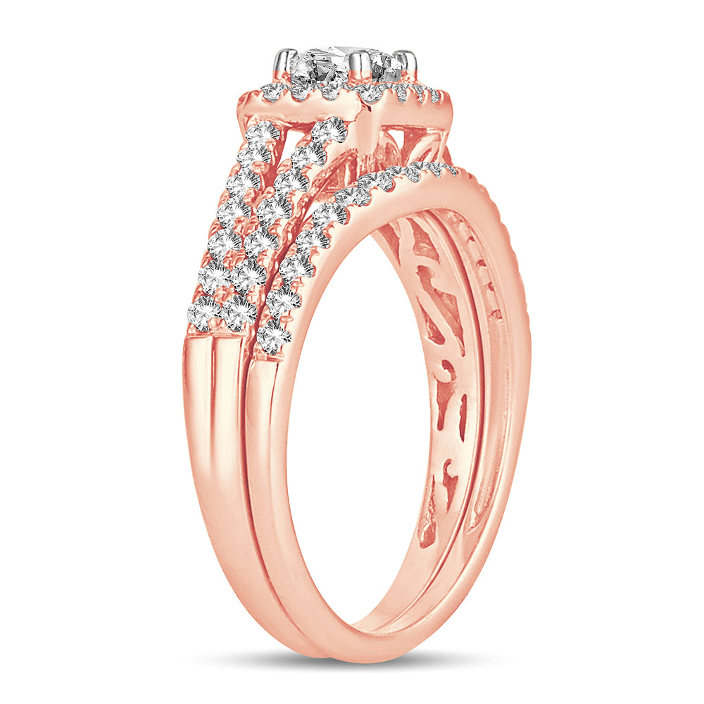 Romantic 14k Rose Gold Lab Diamond Bridal Ring (1CT)