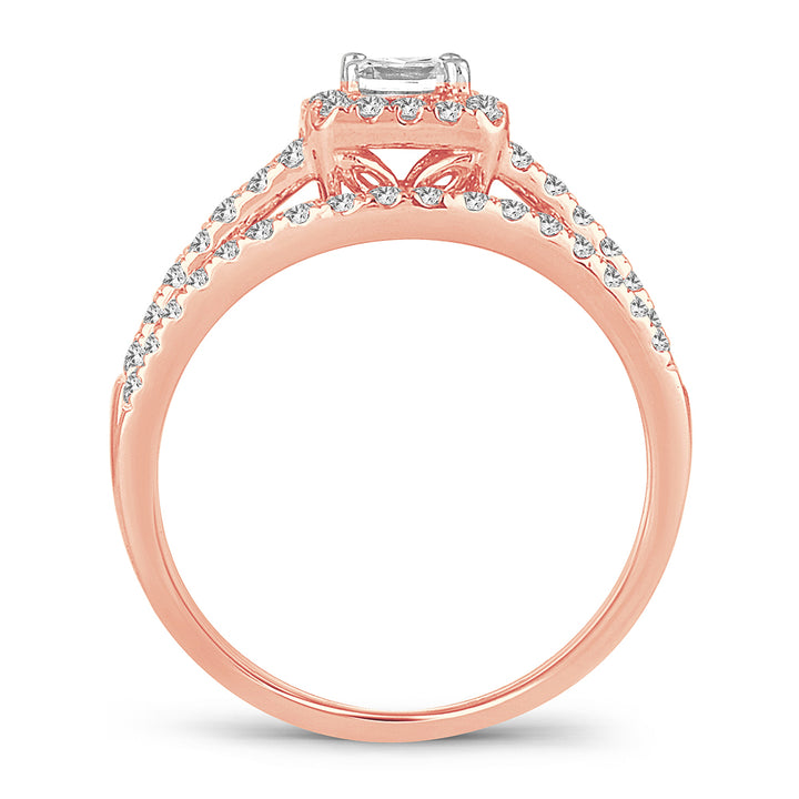 Romantic 14k Rose Gold Lab Diamond Bridal Ring (1CT)