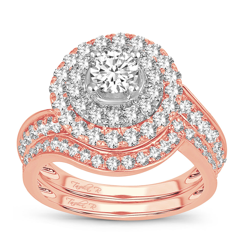 14k Rose Gold 2CT Lab Diamond Bridal Ring for Women