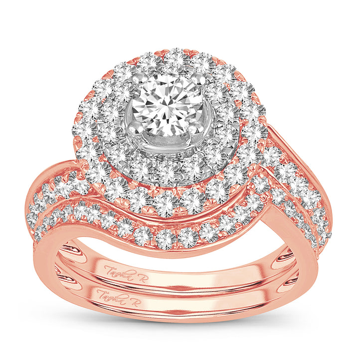 14k Rose Gold 2CT Lab Diamond Bridal Ring for Women