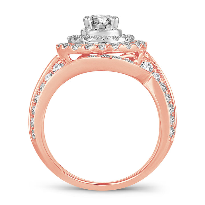 14k Rose Gold 2CT Lab Diamond Bridal Ring for Women