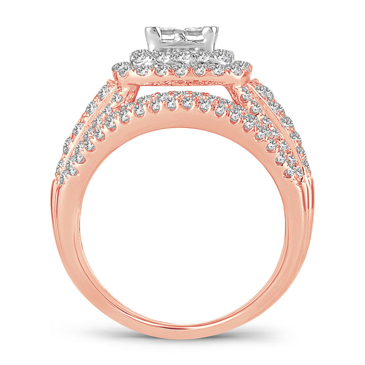 14k Rose Gold 2.02CT Lab Diamond Bridal Engagement Ring