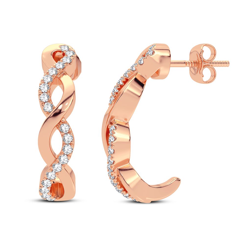 Chic 14k Rose Gold 0.10CT Lab Diamond Earrings